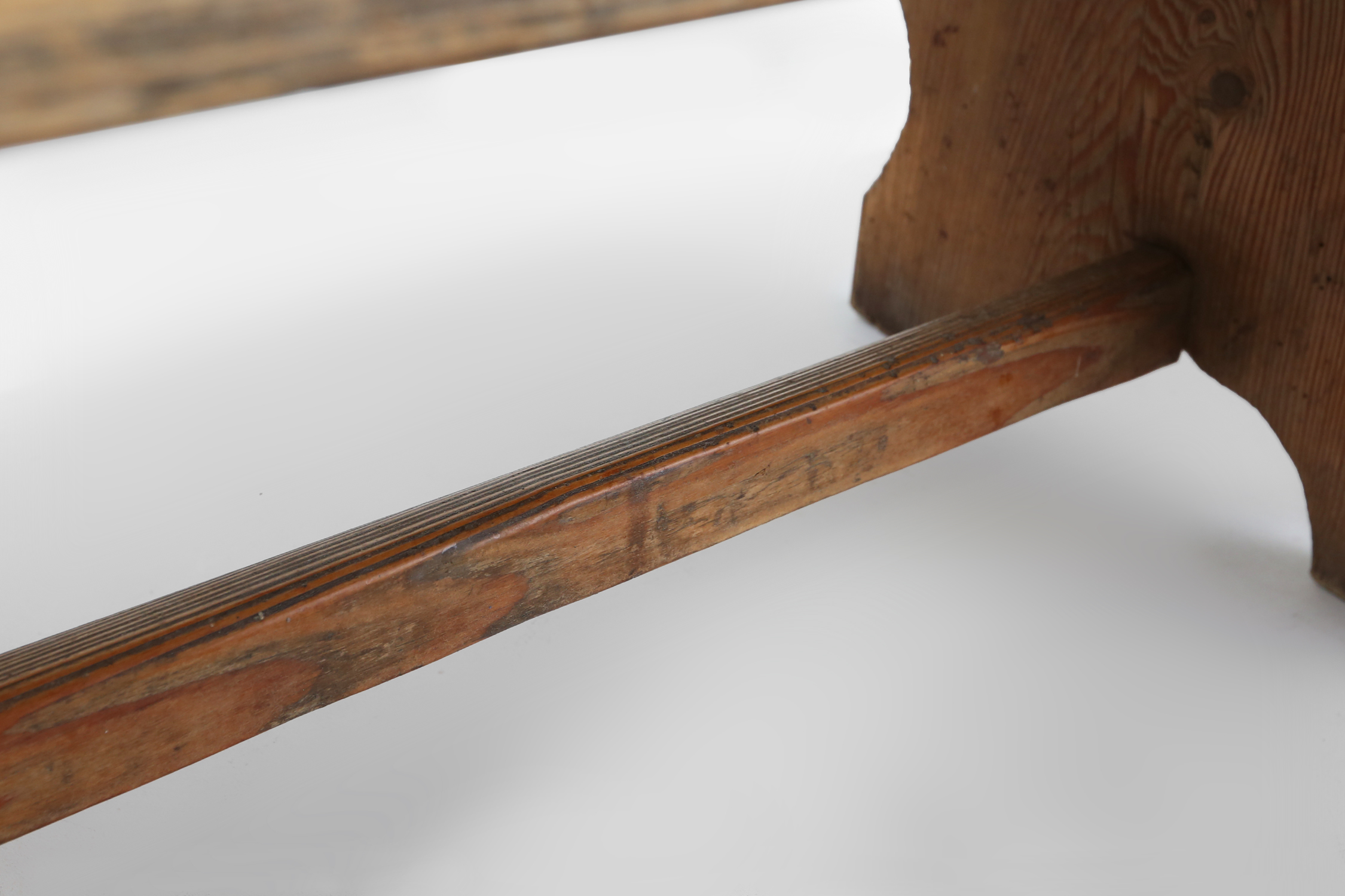 Rustic French wooden stool with beautiful patina, ca. 1900thumbnail